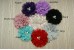 Chiffon flower with three rhinestones, 8cm Pack of 2